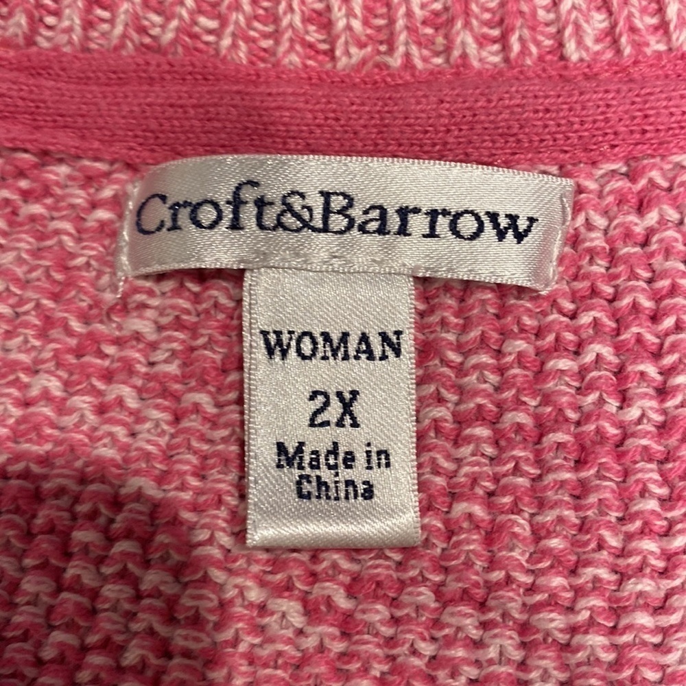 R womens Croft&barrow pink long sleeve plus size pullover sweater size 2X - Picture 4 of 5